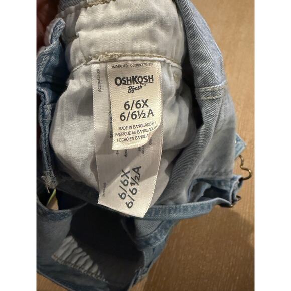 OshKosh B'gosh Girls Denim Lace Trim Shortalls Overalls Size 56 - Picture 5 of 5